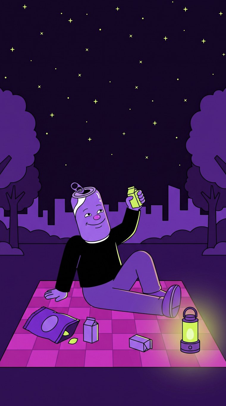 A midnight picnic, in a park with nobody else in it